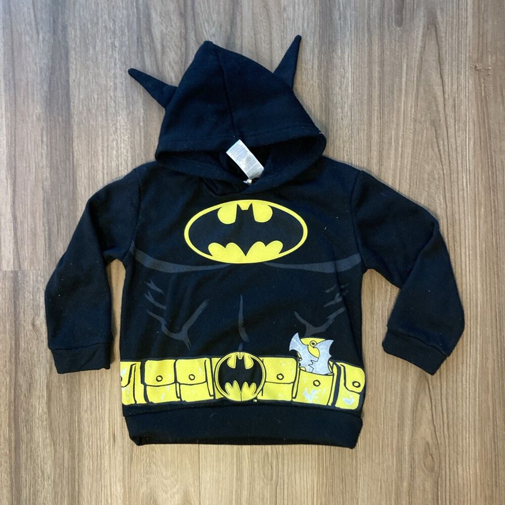Batman Boy's Black Hoodie (Size 4T) Batman Logo, Detail on Hood